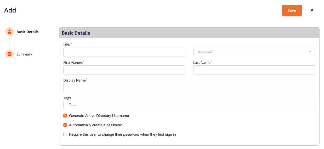 Customer creation interface showing directory linking options